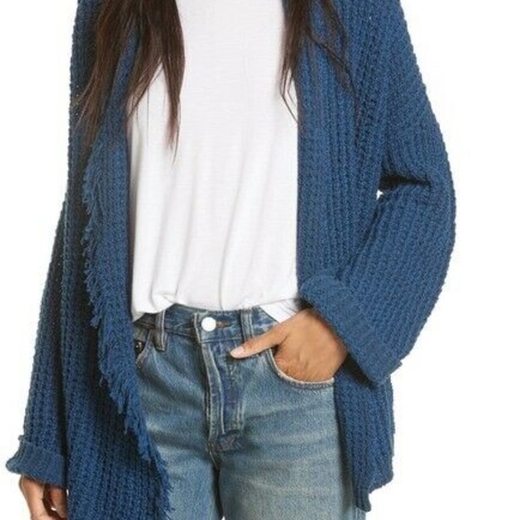 Free People Sweaters - Free People I’ll Be Around Silk Blend Cardigan Blu